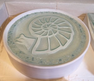 One of James’ beautiful bowls waiting to be slumped into a mould.
